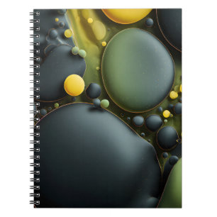Caderno Espiral Luminous Fluid Dynamics: Yellow and Green Abstract
