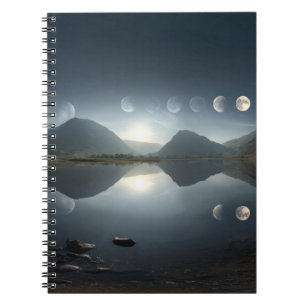 Caderno Espiral Lunar Fases Refletimento Montanhês Notebook