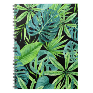 Caderno Espiral Lush Greenery: Padrão Vegetal Tropical