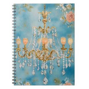 Caderno Espiral lustre cristalino ornamentado com um tom dourado a