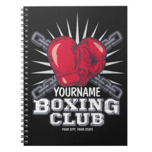 Caderno Espiral Luvas de Boxe Personalizadas Lutador Campeão Boxea