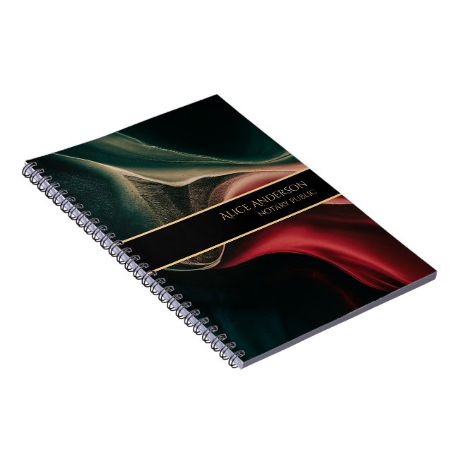 Caderno Espiral Luxo abstrato preto profundo vermelho verde dourad (Lado Direito)