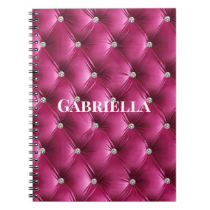 Caderno Espiral Luxo Glam Rosa Veludo Sintético