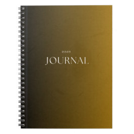 Caderno Espiral Luxuoso Diário Preto e Mostarda 2026