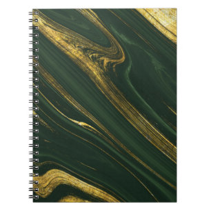 Caderno Espiral Luxuoso Onyx Verde: Ouro Marble.