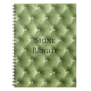 Caderno Espiral Luxury Glam Quente Sage Green Faux Velvet