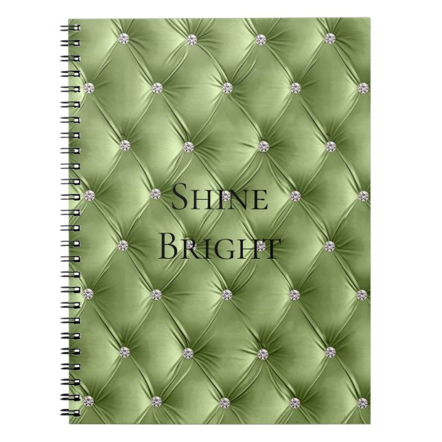 Caderno Espiral Luxury Glam Quente Sage Green Faux Velvet (Frente)