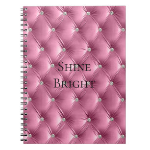 Caderno Espiral Luxury Glam Soft Pink Faux Velvet