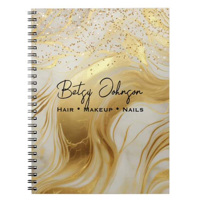 Caderno Espiral Luxury Ivory Marble and Gold Glitter (Frente)