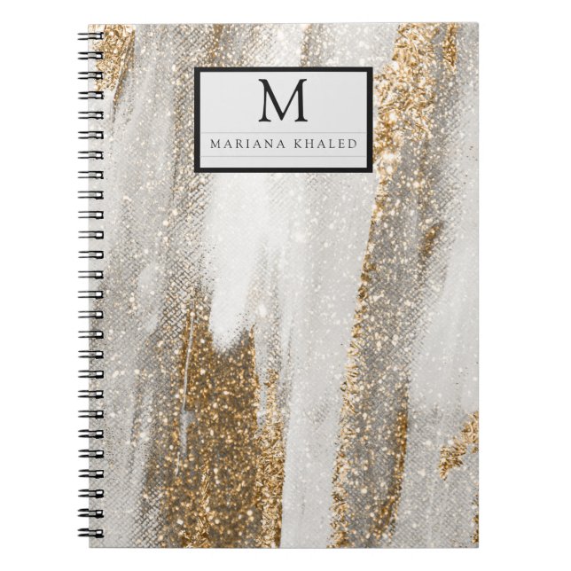 Caderno Espiral Luxury Marble Dourada Traça branca e cinza (Frente)