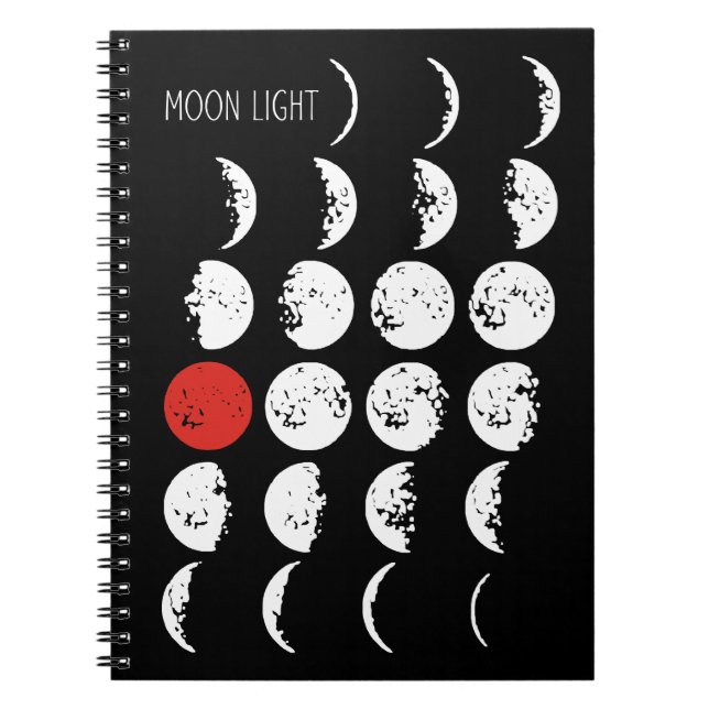 Caderno Espiral LUZ DA LUA branca & vermelha + suas ideias (Frente)