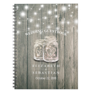 Caderno Espiral Luz de Corda Mason Jar Chic Mason Chic Guestbook C