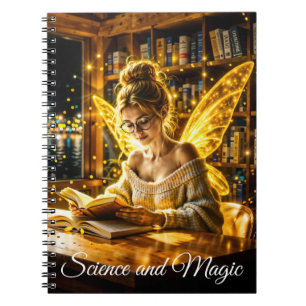 Caderno Espiral Luz mágica de leitura da fada de fada bonita