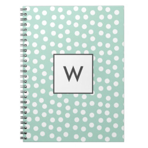 Caderno Espiral Luz - monograma verde das bolinhas da hortelã