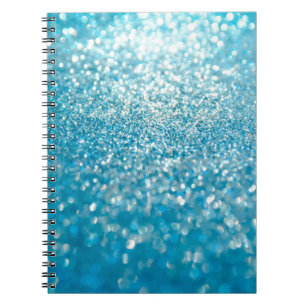 Caderno Espiral Luzes azuis abstrato, fundo artístico.