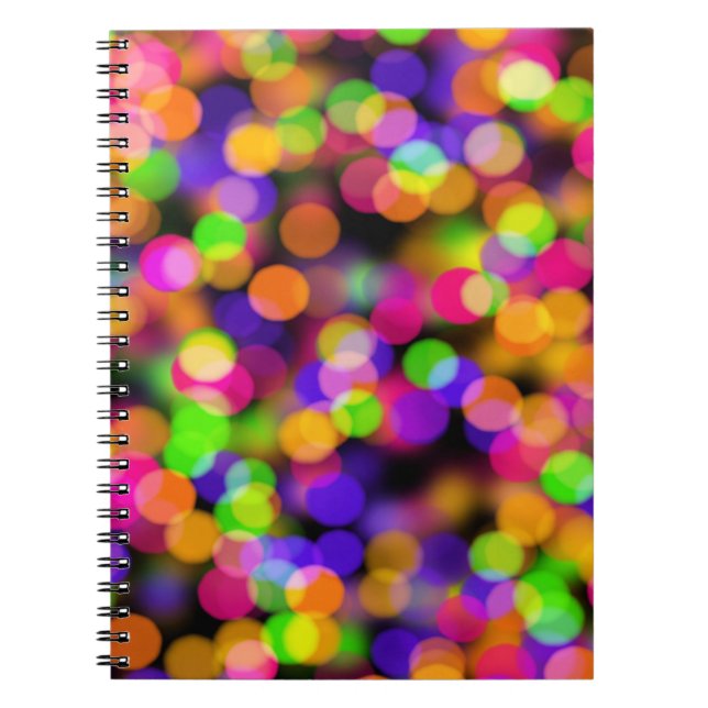 Caderno Espiral Luzes Bokeh Multicoloridas (Frente)