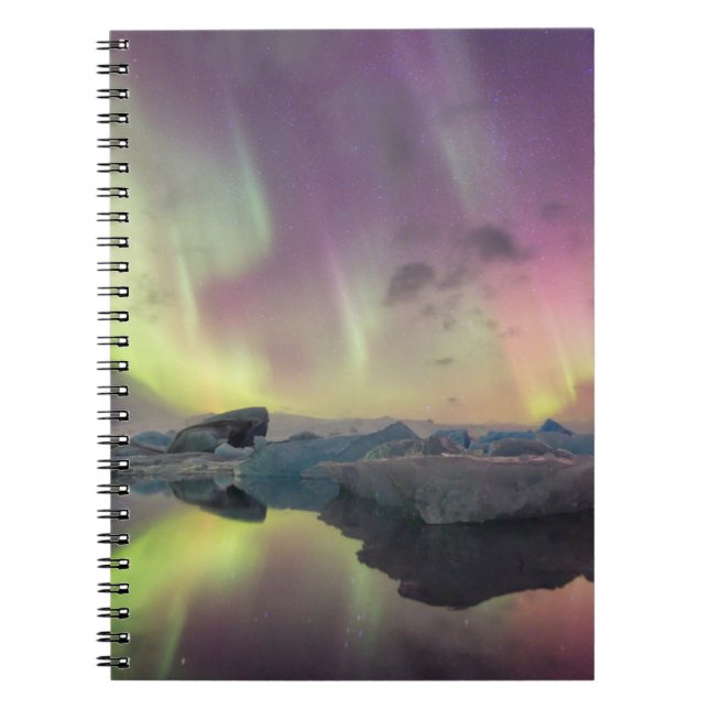 Caderno Espiral Luzes da Aurora se Refletem na Lagoa (Frente)