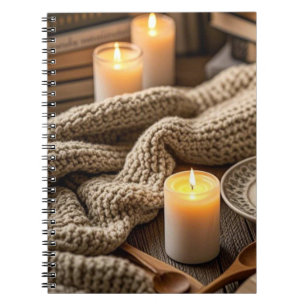 Caderno Espiral Luzes das velas quentes de Boho Cozy