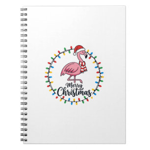Caderno Espiral Luzes de Natal de Flamingo Feriado