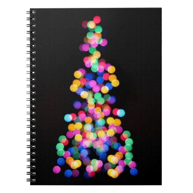 Caderno Espiral Luzes de Natal Desfocadas (Frente)