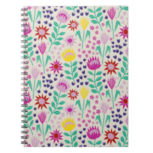 Caderno Espiral Luzes de Protea Floral Block Impressão Millefleur