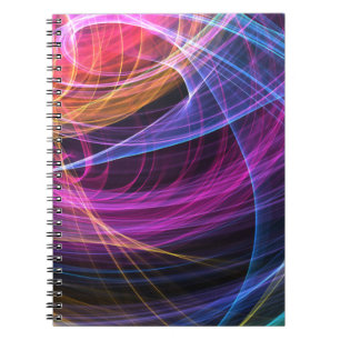 Caderno Espiral Luzes de vórtice de arco-íris abstrato