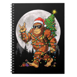 Caderno Espiral Luzes e Lua de Natal do Pé-Grande Engraçado