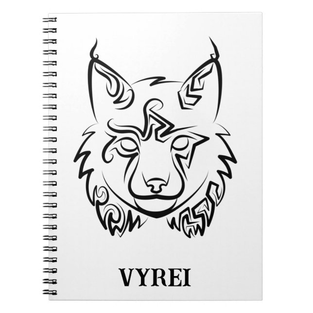Caderno Espiral Lynx Tribal Preto e Branco (Frente)