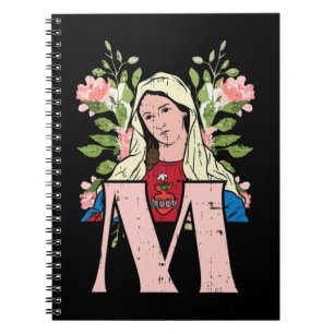 Caderno Espiral M Mary Virgin Sagrado Coração Jesus Católico Relig