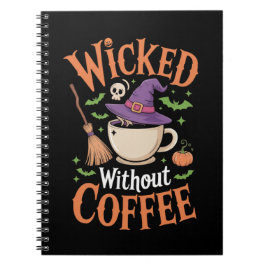 Caderno Espiral Má Sem Café Chapéu Divertido de Bruxa Halloween