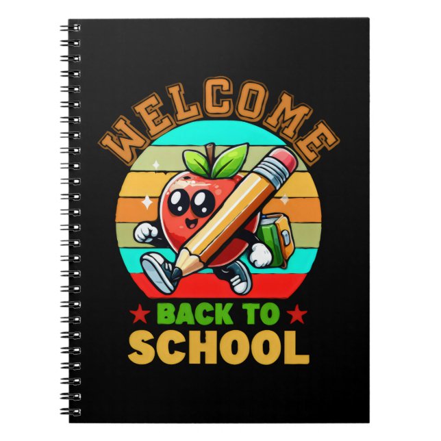 Caderno Espiral Maçã de desenho animado retrô fofo | Bem-vindo de  (Frente)