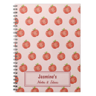 Caderno Espiral Maçã Sortuda Personalizada Cute Watercolor