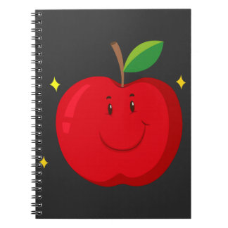 Caderno Espiral Maçã Vermelha com rosto feliz