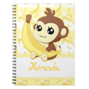 Caderno Espiral Macaco bonito de Kawaii que guardara a banana