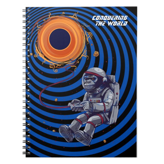 Caderno Espiral macaco conquistando o mundo (Frente)