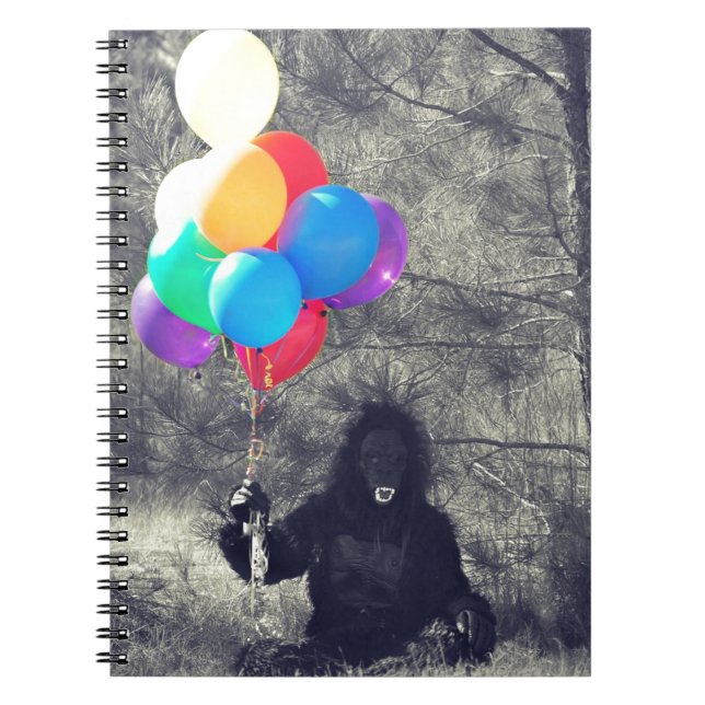 Caderno Espiral macaco de balões de aniversário (Frente)