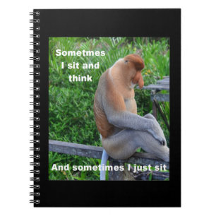 Caderno Espiral Macaco de Proboscis - às vezes eu sento-me e