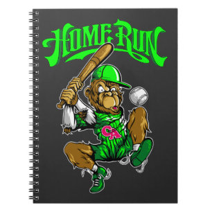 Caderno Espiral Macaco de Rebatida de Beisebol