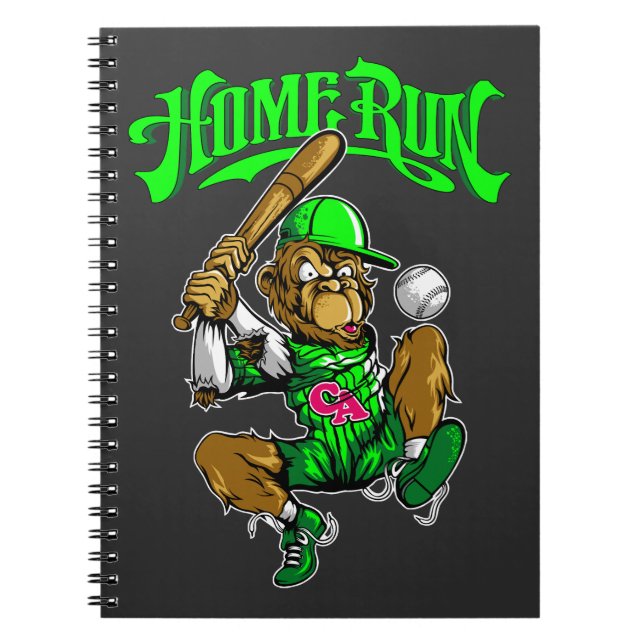 Caderno Espiral Macaco de Rebatida de Beisebol (Frente)