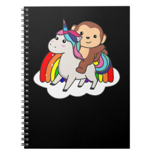 Caderno Espiral Macaco Do Unicorn Pony No Unicórnio Do Arco-Íris