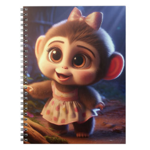 Caderno Espiral Macaco fofo vestido