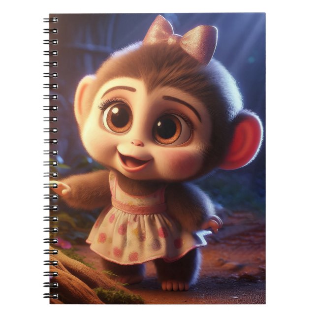 Caderno Espiral Macaco fofo vestido (Frente)