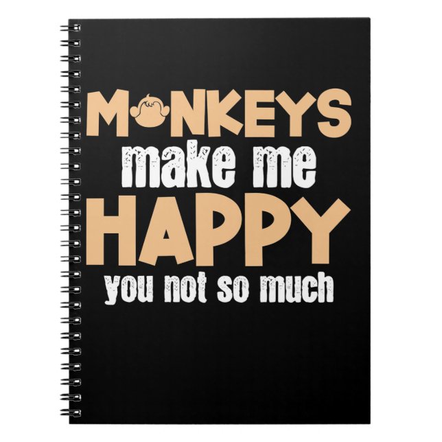 Caderno Espiral Macaco me deixa feliz (Frente)