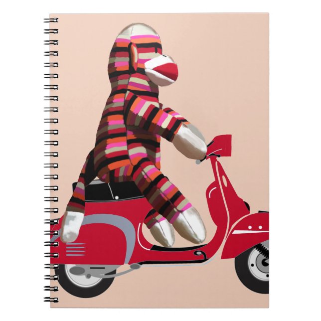 Caderno Espiral Macaco-meia em Red Moped (Frente)