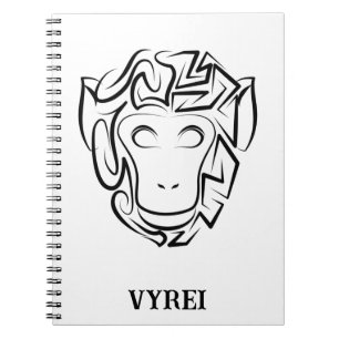 Caderno Espiral Macaco preto e branco tribal
