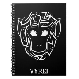 Caderno Espiral Macaco preto e branco tribal