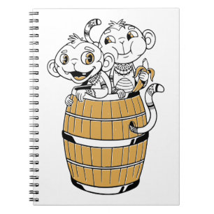 Caderno Espiral Macaco tribal de desenho animado