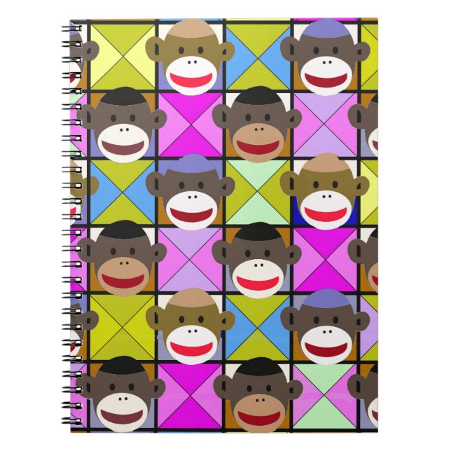Caderno Espiral Macacos do tabuleiro de damas (Frente)