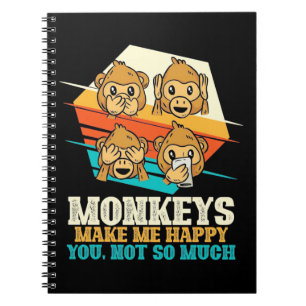 Caderno Espiral Macacos Me Fazem Feliz