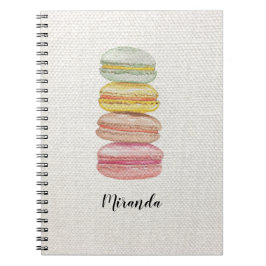 Caderno Espiral Macarons Franceses Aquarela Pintado à Mão